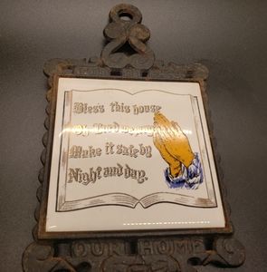 Vintage "God bless our home" trivet made in japan